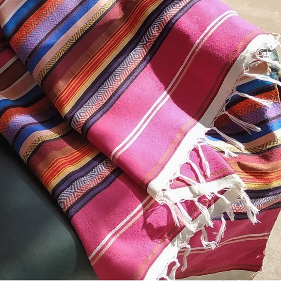Mexican Inspired Serape Artisan Throw Blanket - Picture 5 of 7